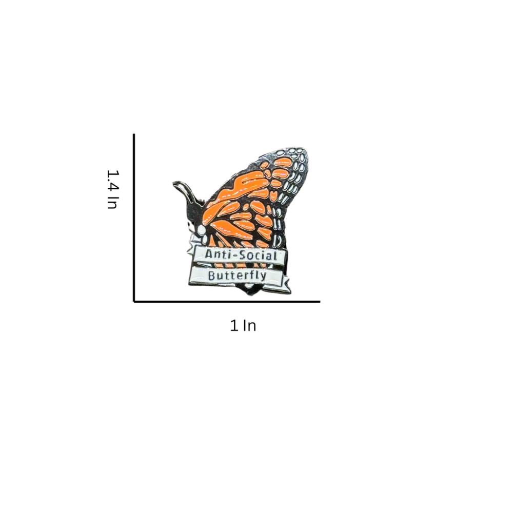 Anti-Social Butterfly Enamel Pin - Picture 2 of 2